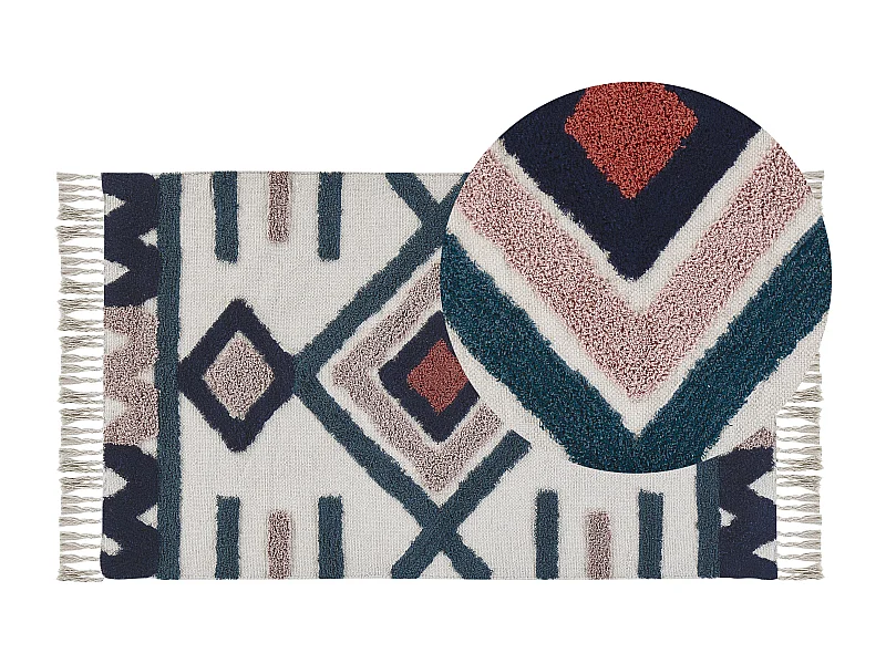Tappeto multicolore rettangolare in cotone 80 x 150 cm KOZLU