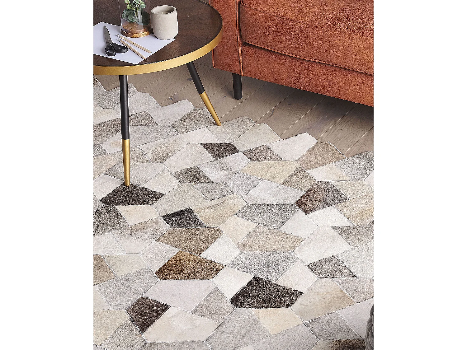 Tapis VARTO Gris 140 x 200 cm Cuir