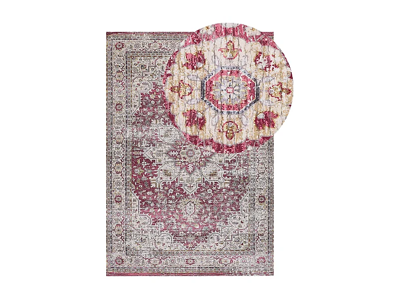 Orientalischer Teppich Kurzflor rechteckig 140 x 200 cm mehrfarbig Arhavi