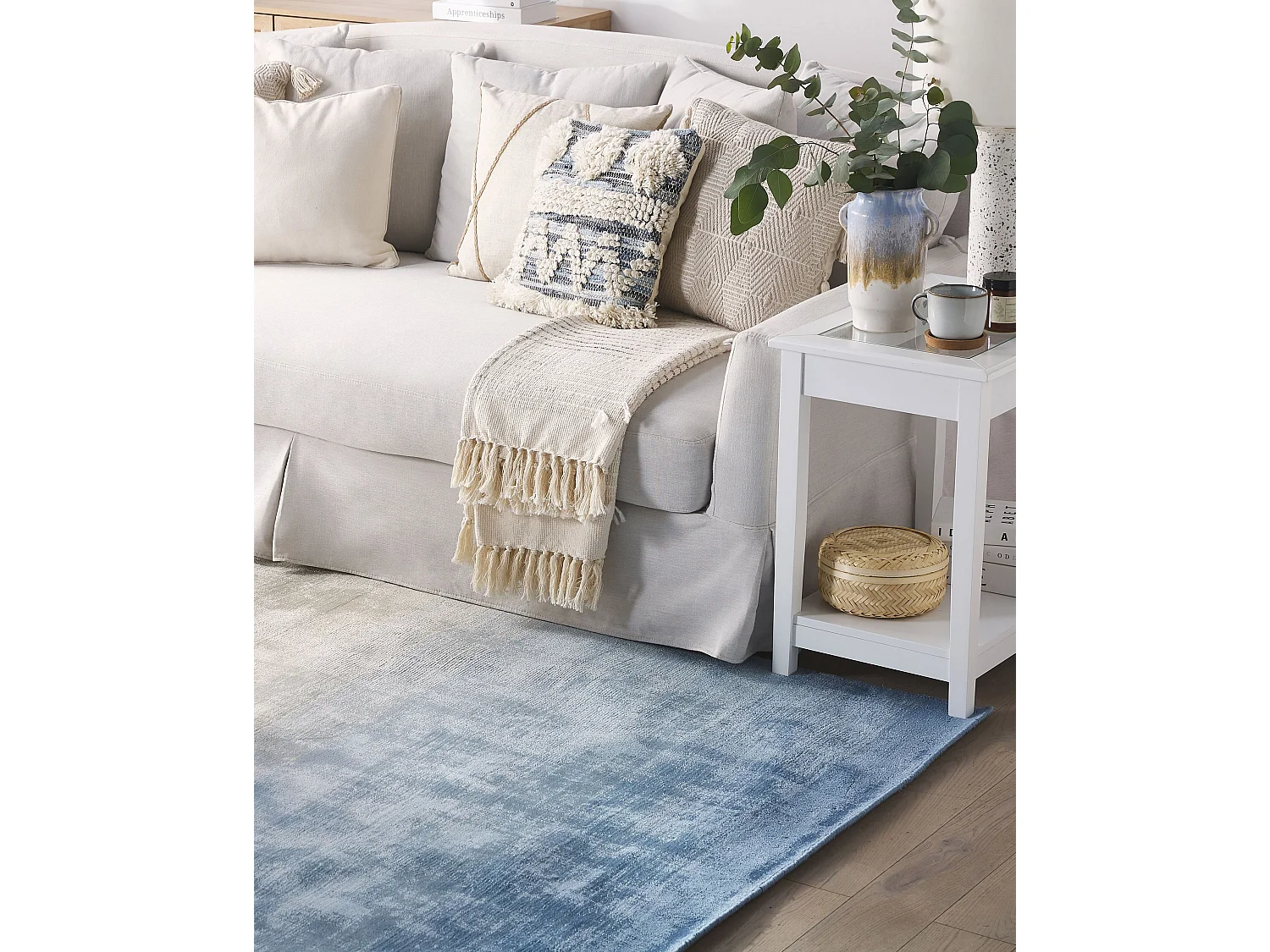 Teppich Viskose Gradient grau-blau 200x200 cm Modernes Design Ercis