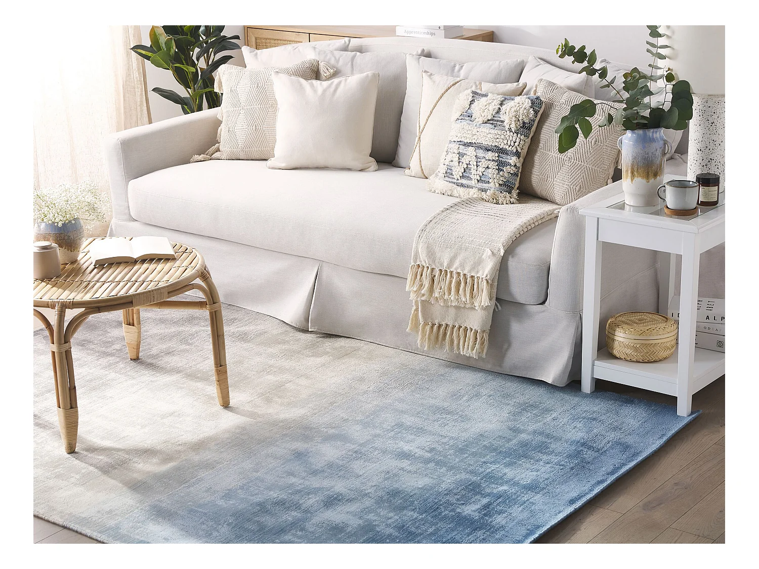 Tapis ERCIS Bleu 200 x 200 cm Soie artificielle