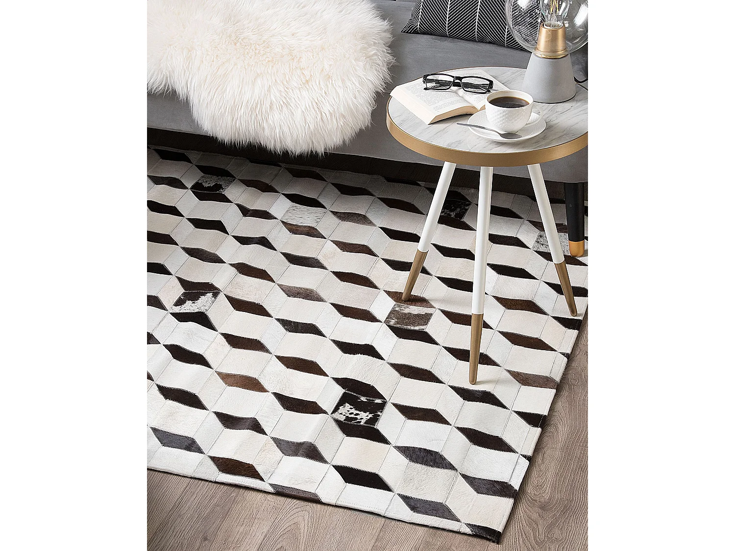Tapis ALPKOY Blanc 140 x 200 cm Cuir