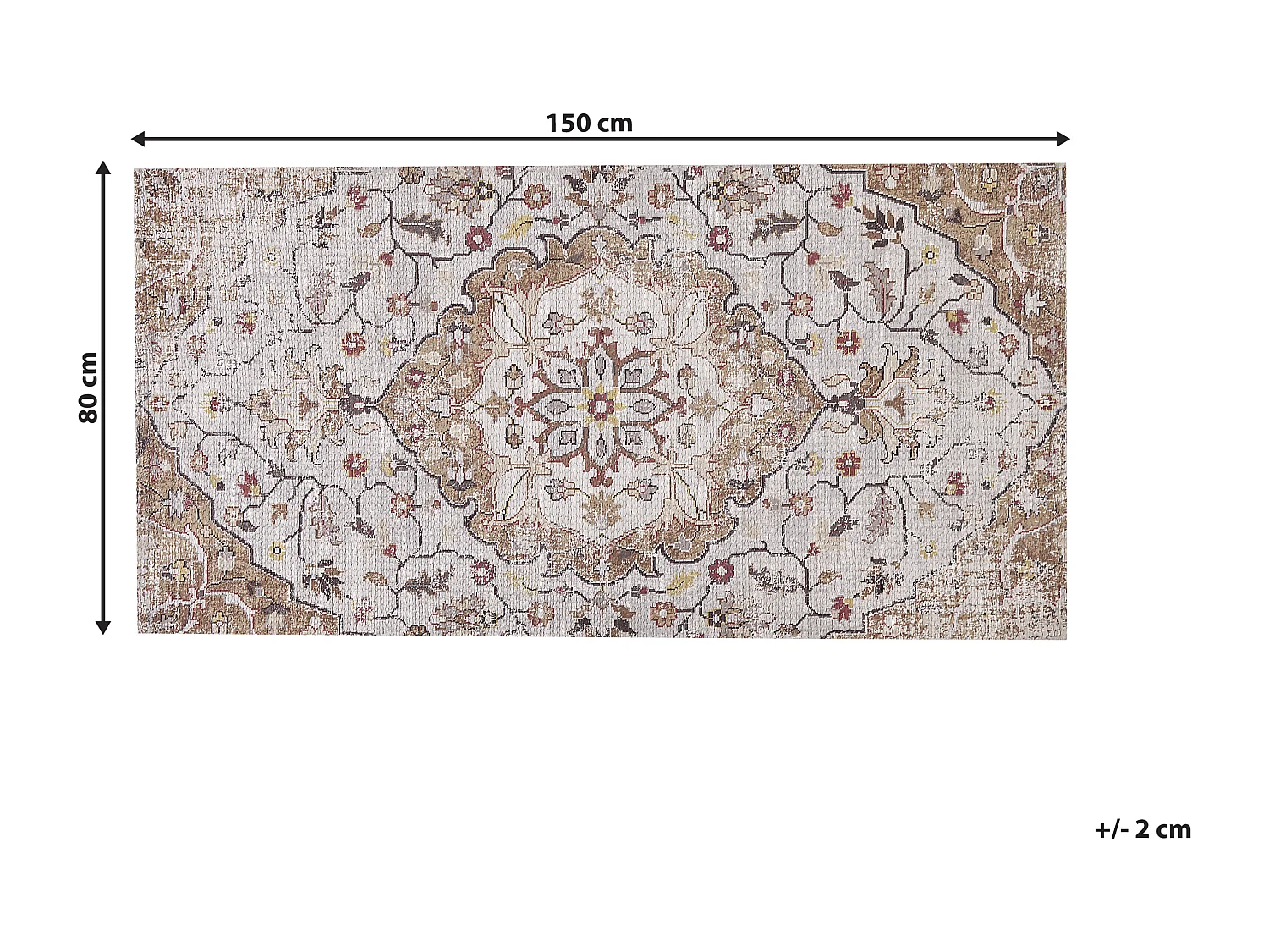 Orientalischer Teppich beige / braun Kurzflor rechteckig 80 x 150 cm Kattakkada