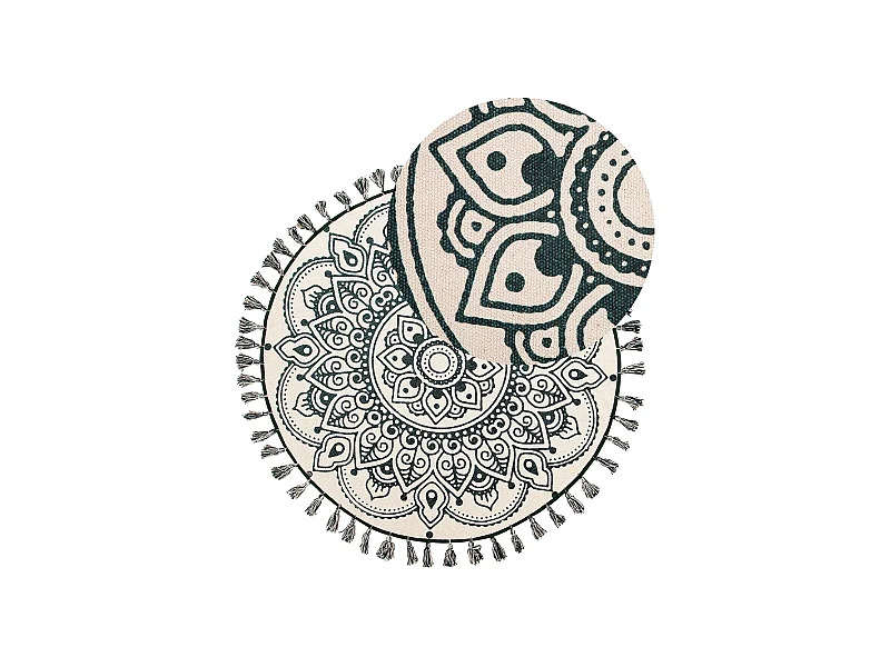 Teppich Baumwolle Mandala-Muster beige / grün rund dia. 120 cm Irice