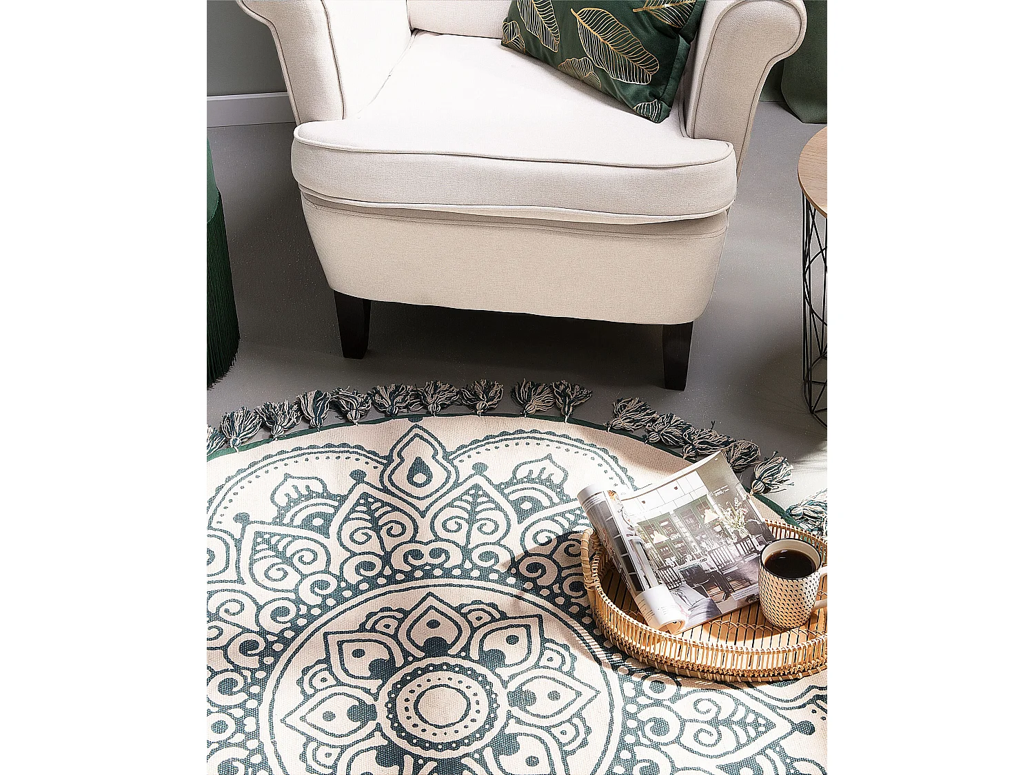 Vloerkleed katoen crème/grijs ø120 cm IRICE