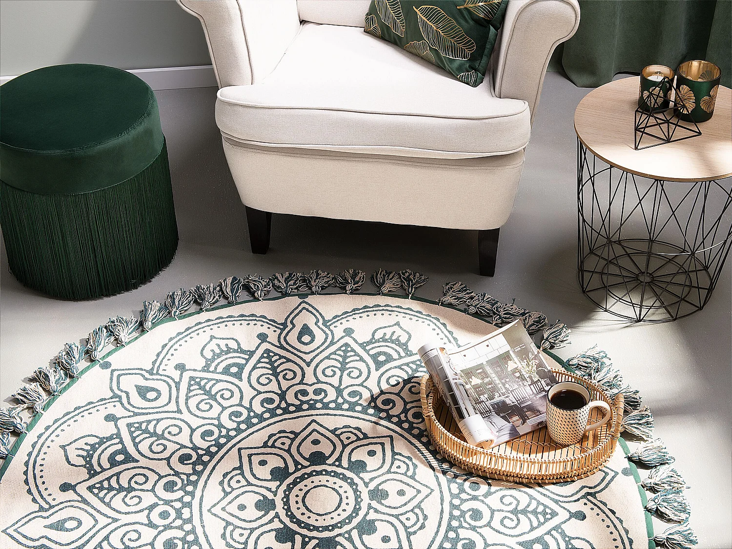 Rug IRICE Green ø 120 cm Cotton
