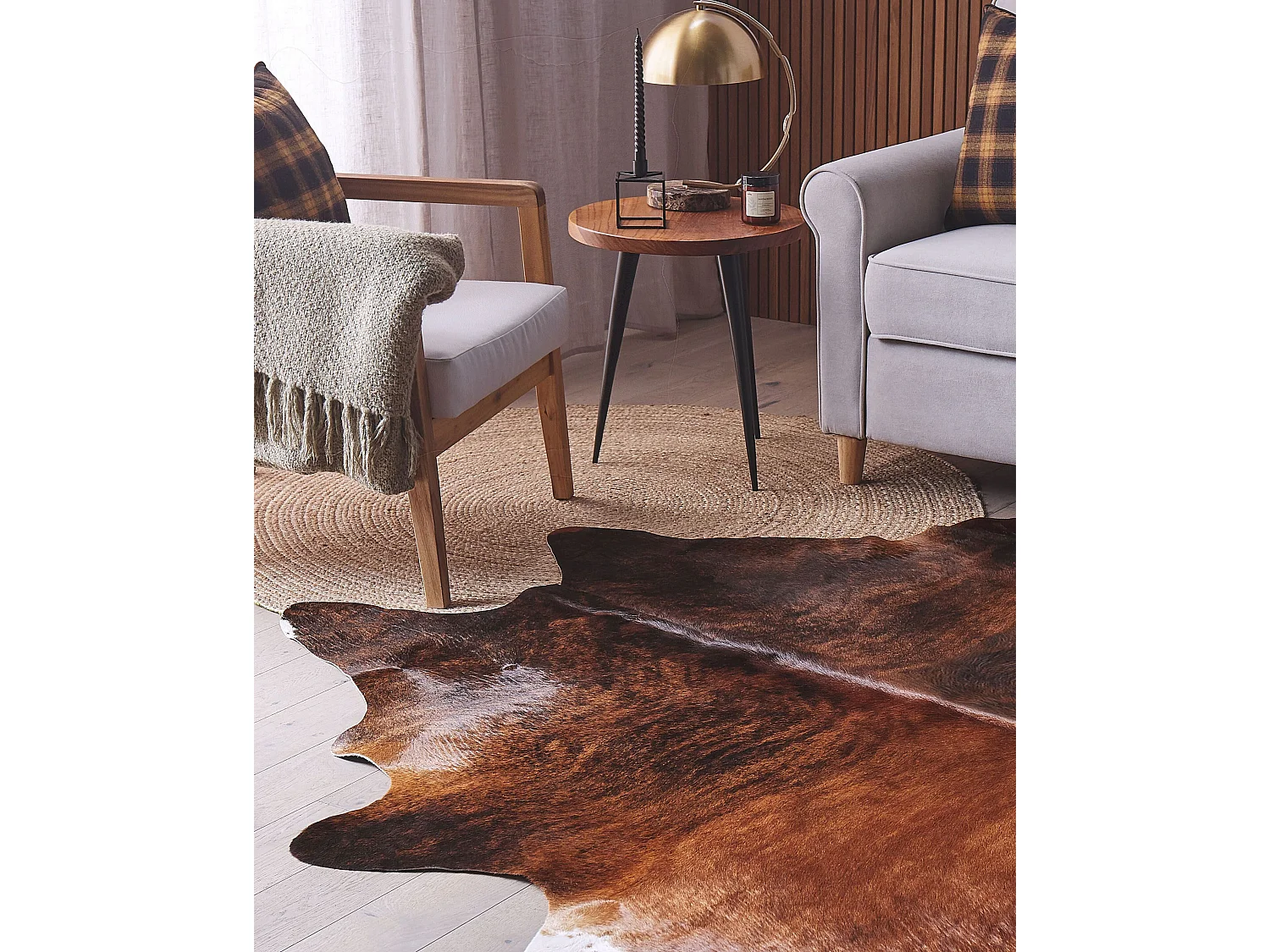 Vloerkleed koeienhuid bruin 3-4 m² NASQU