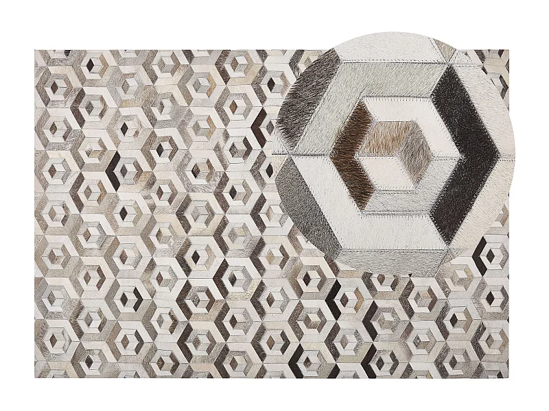 Moderner Leder-Teppich Patchwork beige/braun 160 x 230 cm Tavak