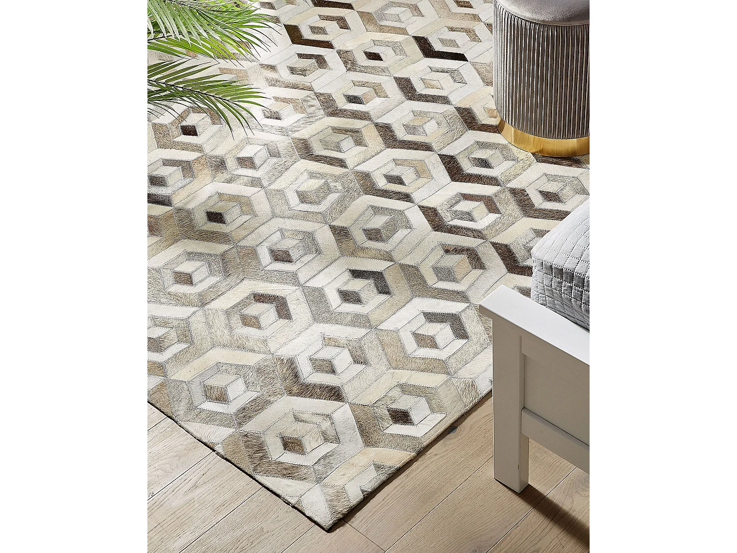 Tapis TAVAK Beige 160 x 230 cm Cuir