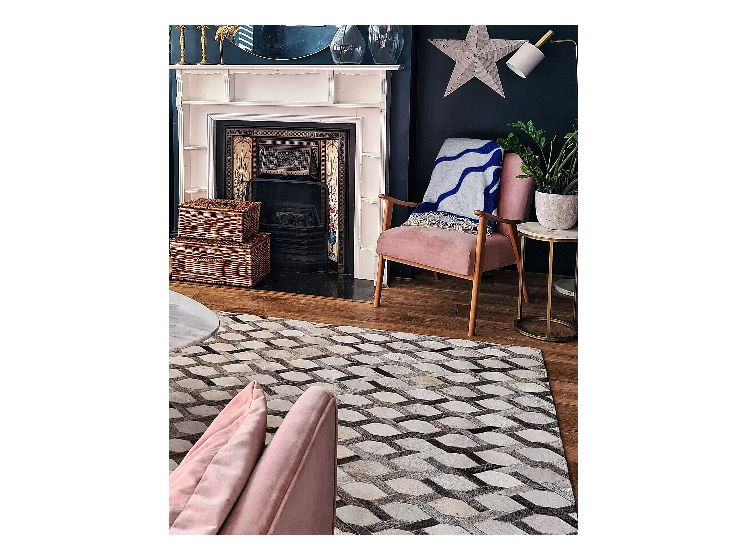 Vloerkleed AYDIN 140 x 200 cm Leer Grijs