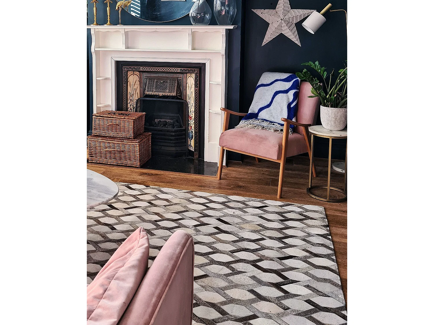 Tapis AYDIN Gris 140 x 200 cm Cuir