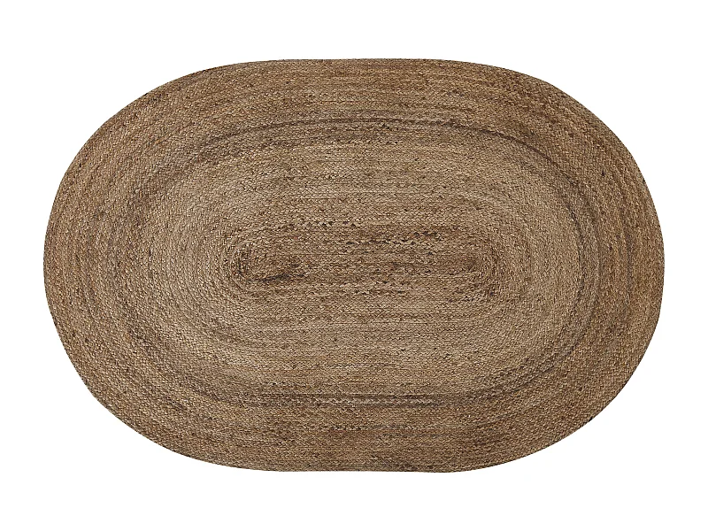 Teppich Jute beige 120x180 cm oval handgewebt Naturfaser Boho Kurzflor Demirci