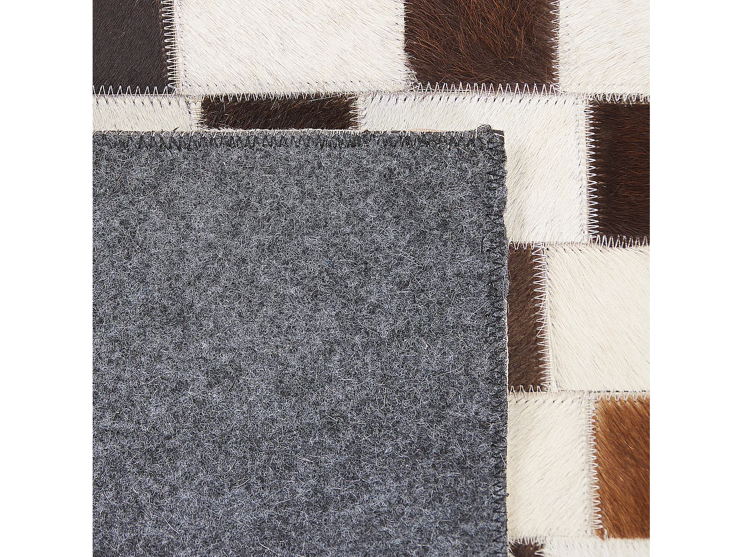 Rechteckiger Teppich aus Kuhfell braun/beige Patchwork 160x230 cm Kayabey