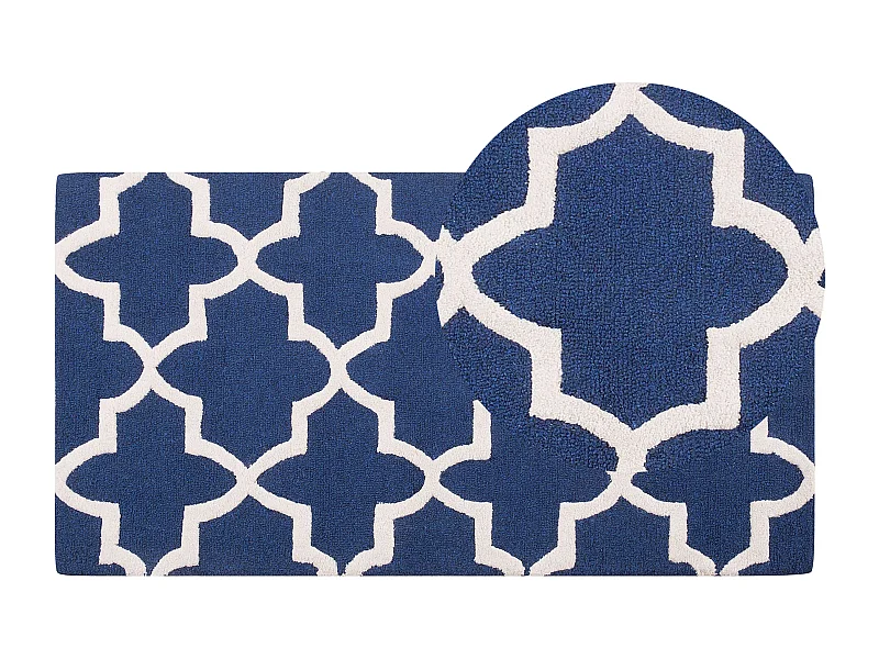 Tappeto rettangolare in cotone blu 80x150 cm SILVAN