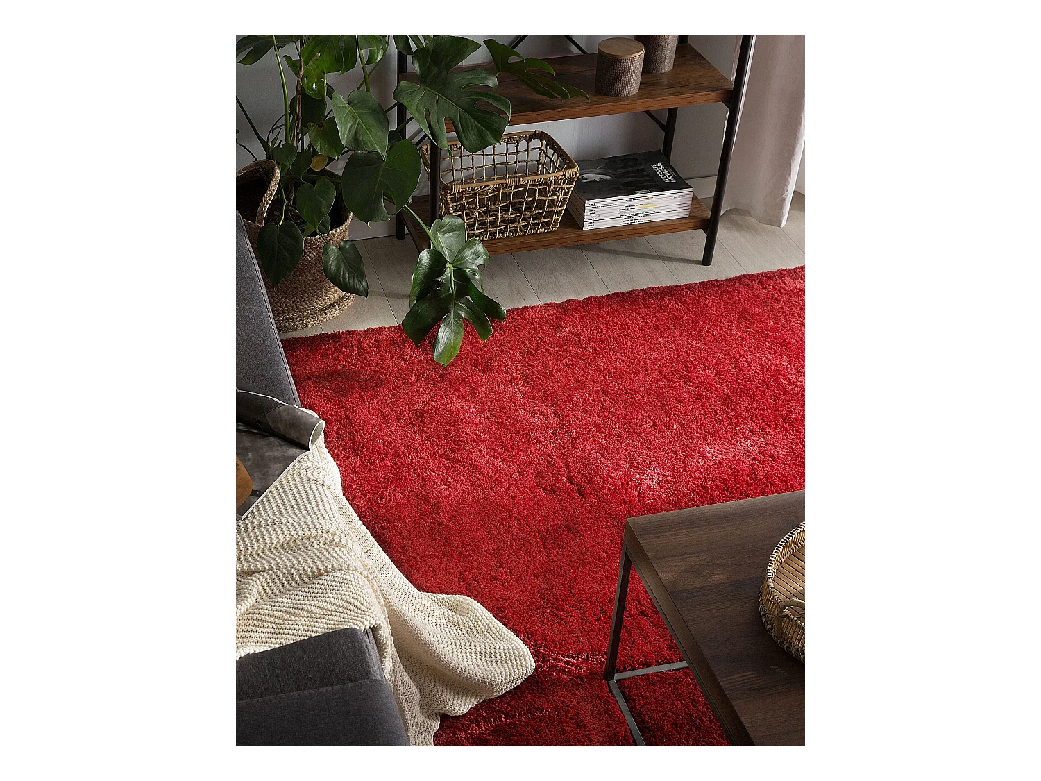 Langhaar Teppich kuschelig rot einfarbig rechteckig 160 x 230 cm Shaggy Evren