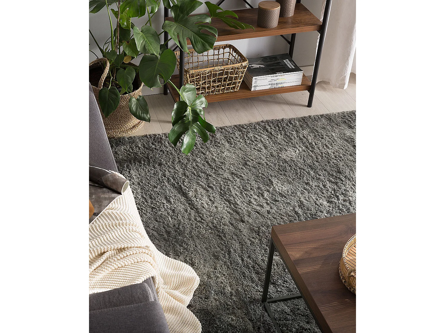 Vloerkleed polyester donkergrijs 160 x 230 cm EVREN