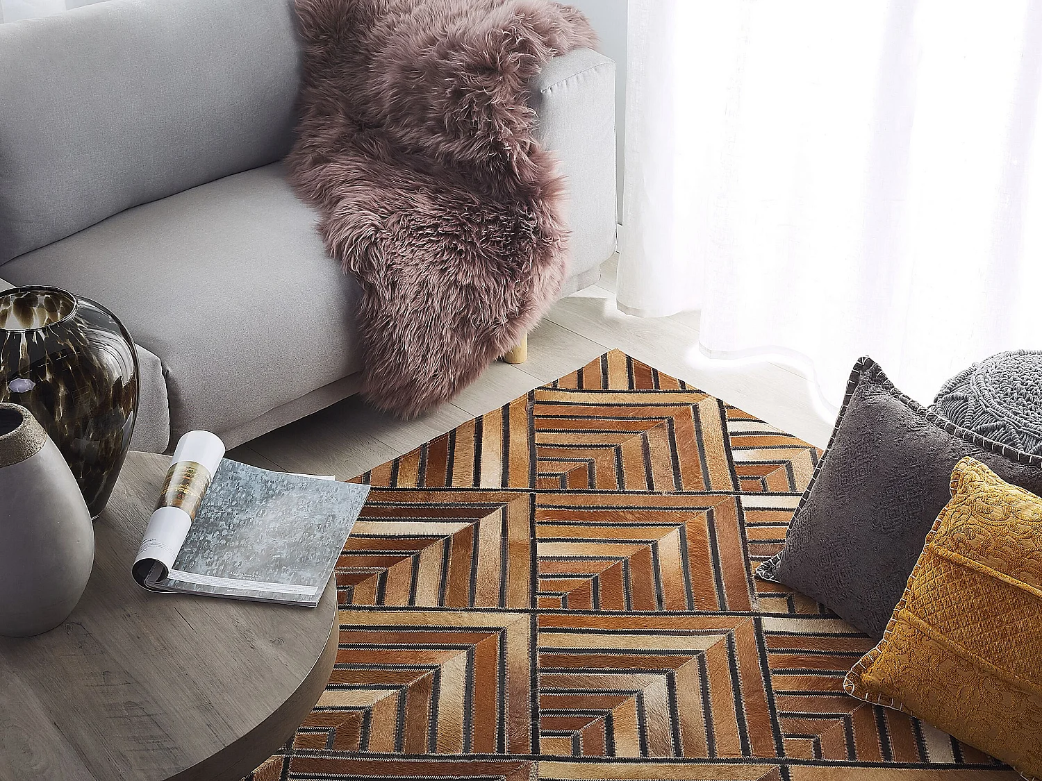 Rug TEKIR Brown 140 x 200 cm Leather