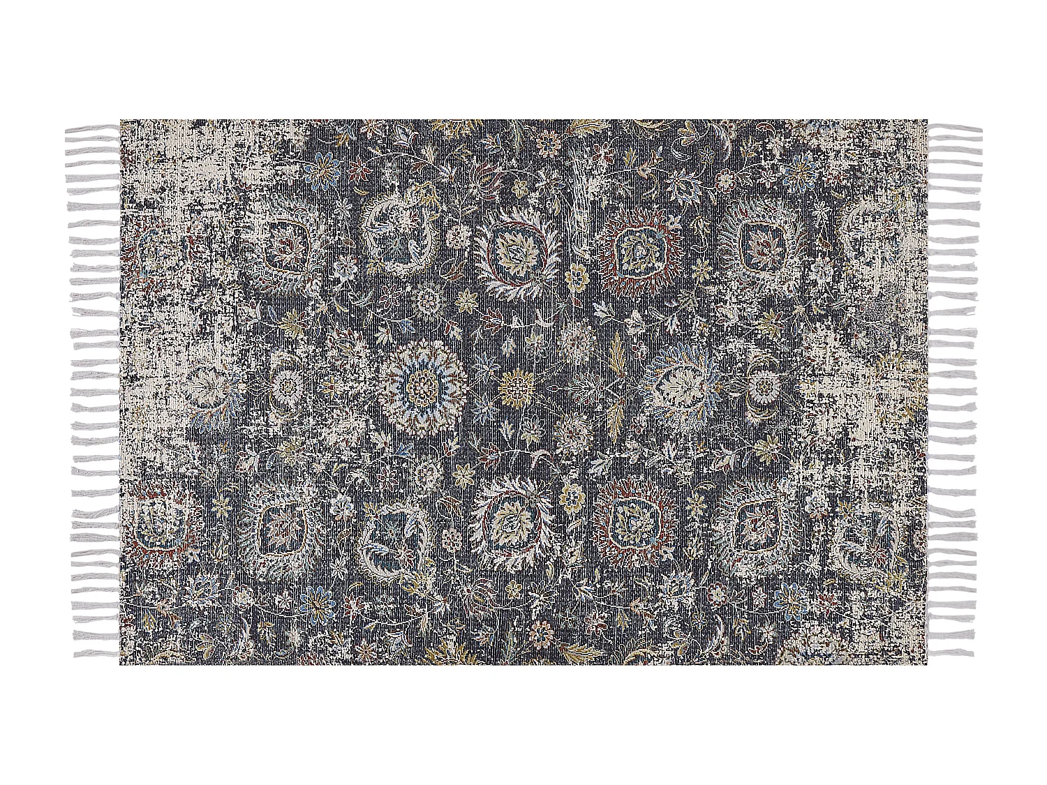 Orientalischer Teppich mehrfarbig Kurzflor Fransen rechteckig 140 x 200 cm Armutalan