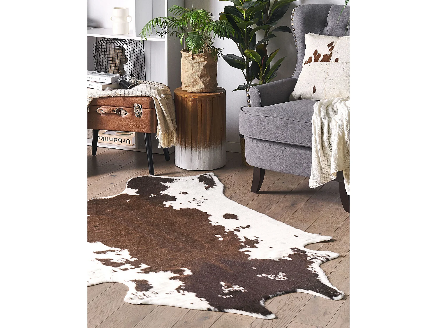 Vloerkleed imitatieleer wit en bruin 130 x 170 cm BOGONG