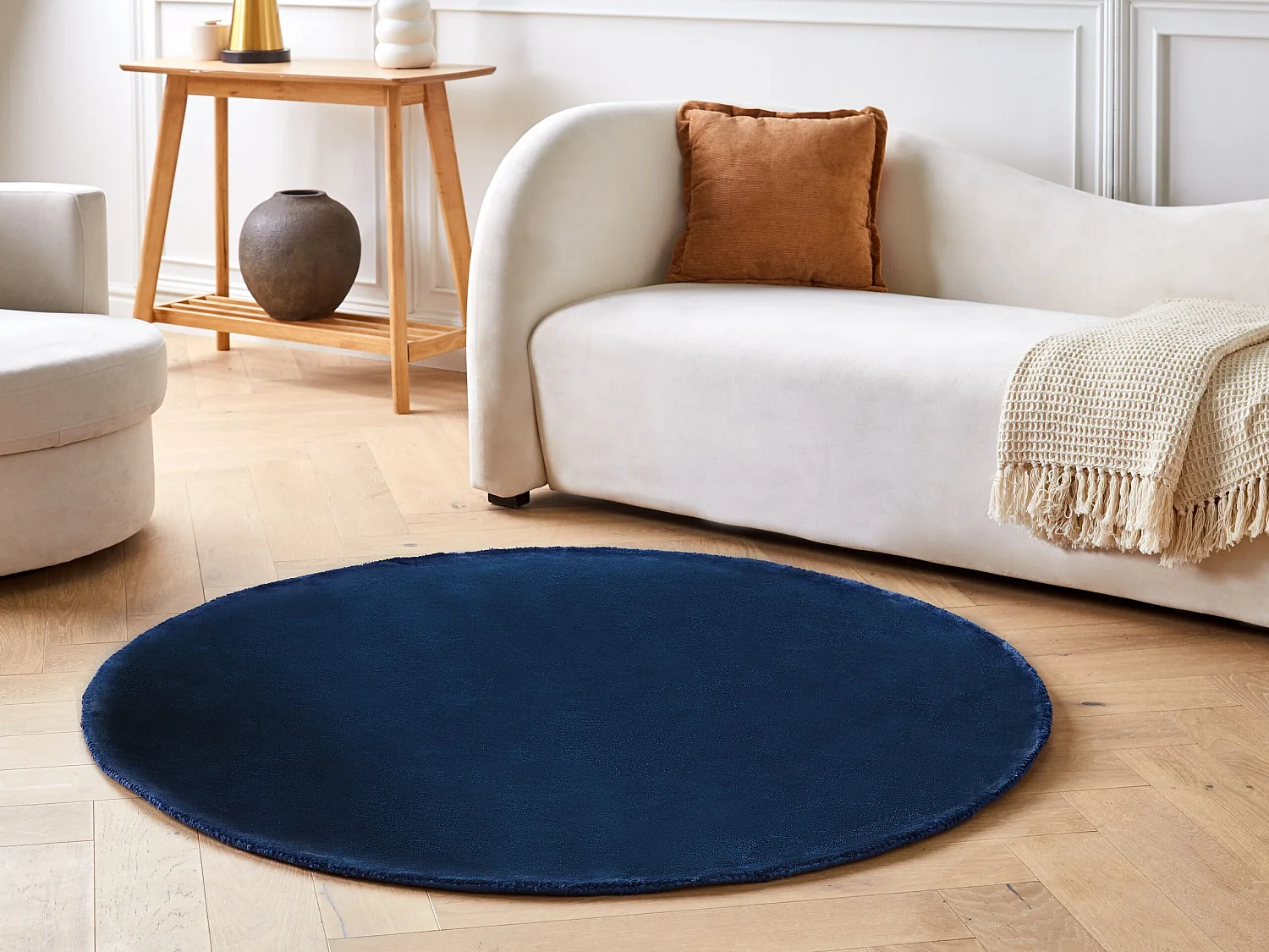 Alfombra de viscosa azul marino ⌀ 140 cm GESI II