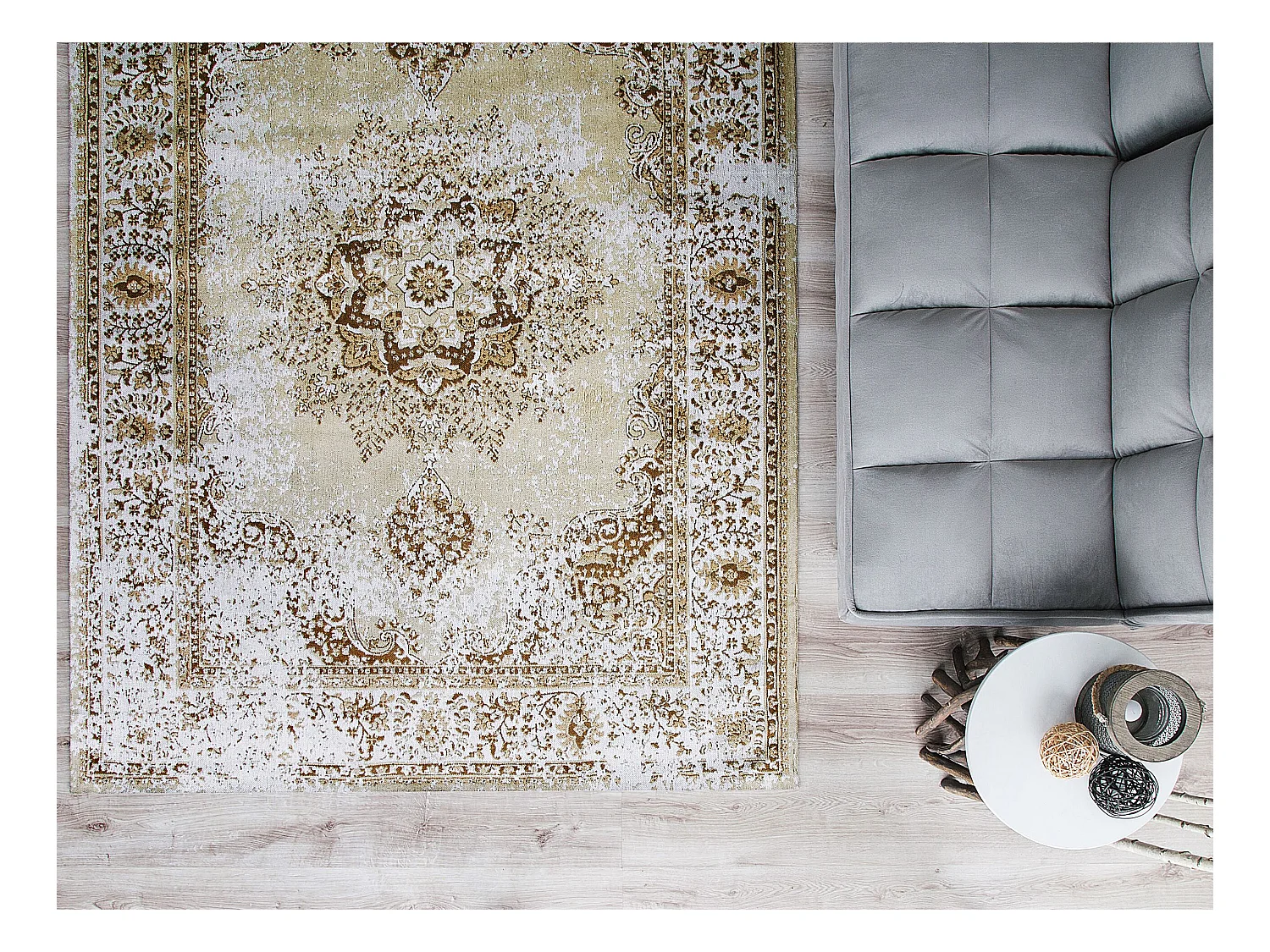Vloerkleed katoen beige 140 x 200 cm ALMUS