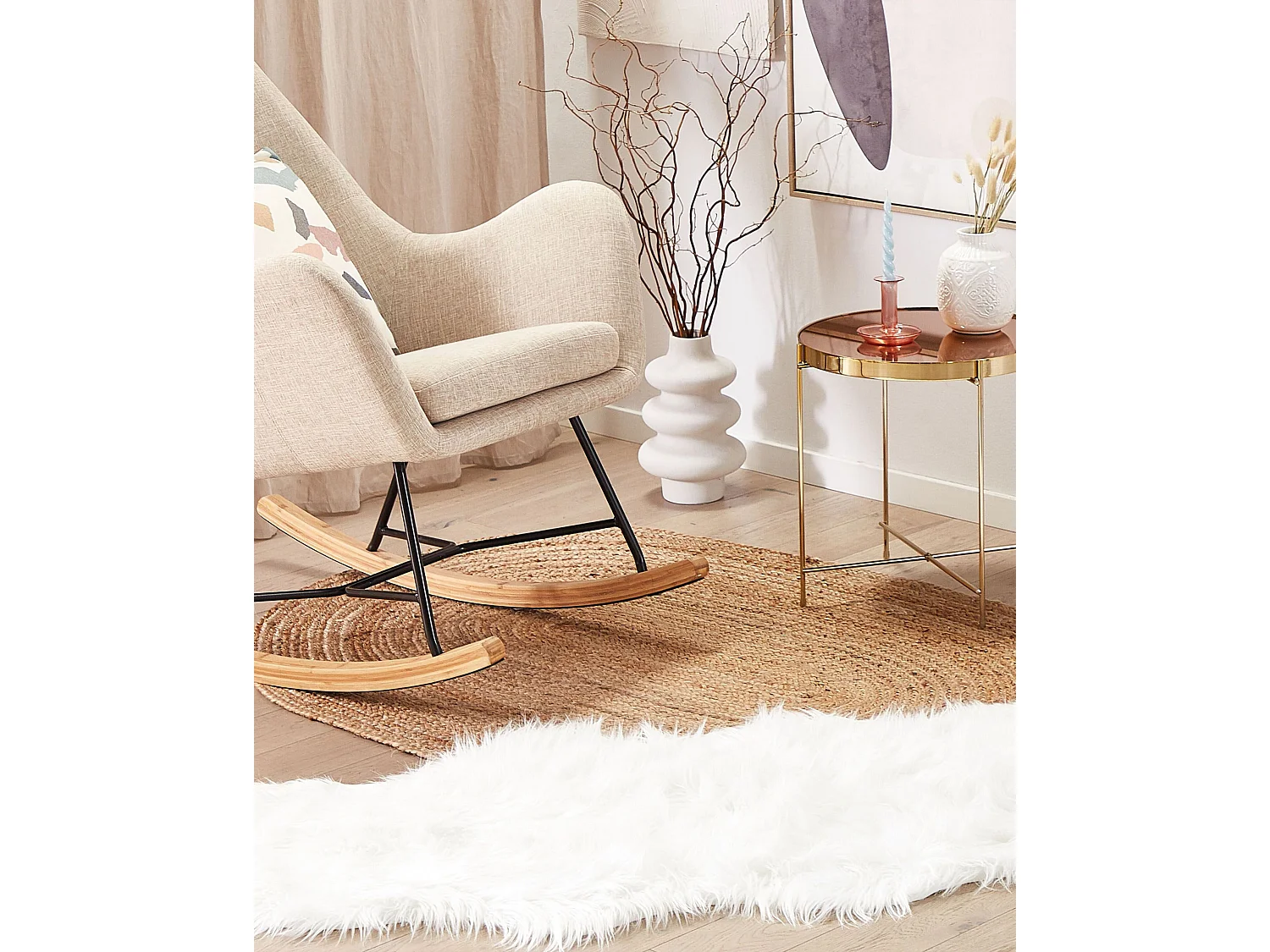 Vloerkleed van imitatie schapenvacht wit 180 x 60 cm MAMUNGARI