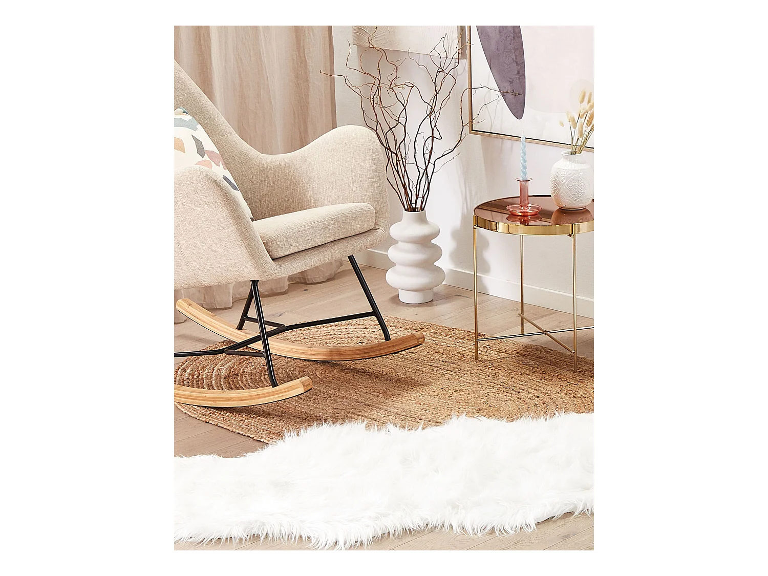 Kunstschaffell-Teppich weiss 60 x 180 cm MAMUNGARI