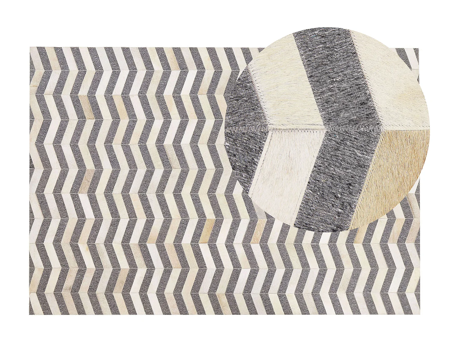 Dekorativer Lederteppich Patchwork Muster 140x200 cm grau/beige Bagozze