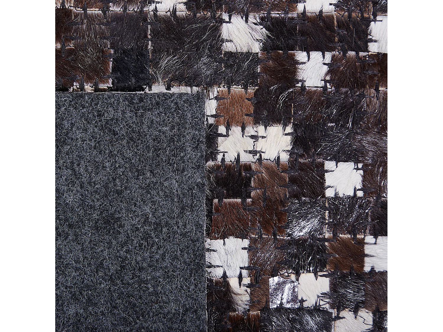 Teppich Leder braun/silber Mosaik 160 x 230 cm Akkese