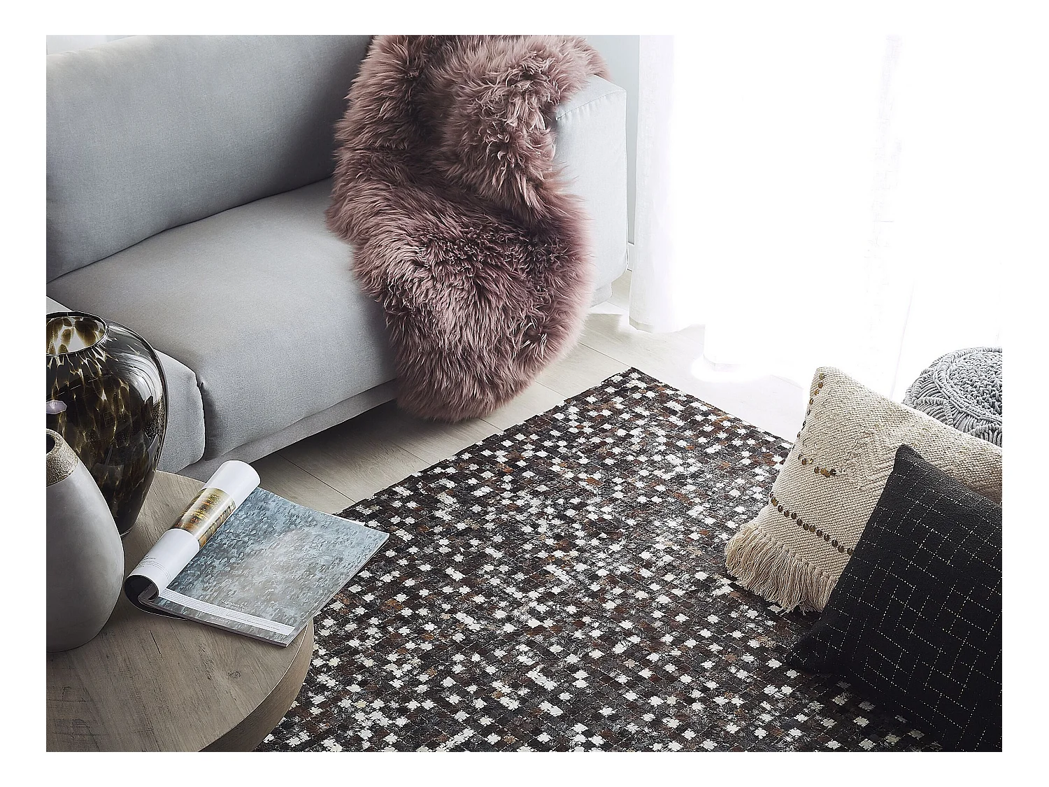 Tapis AKKESE Marron 160 x 230 cm Cuir
