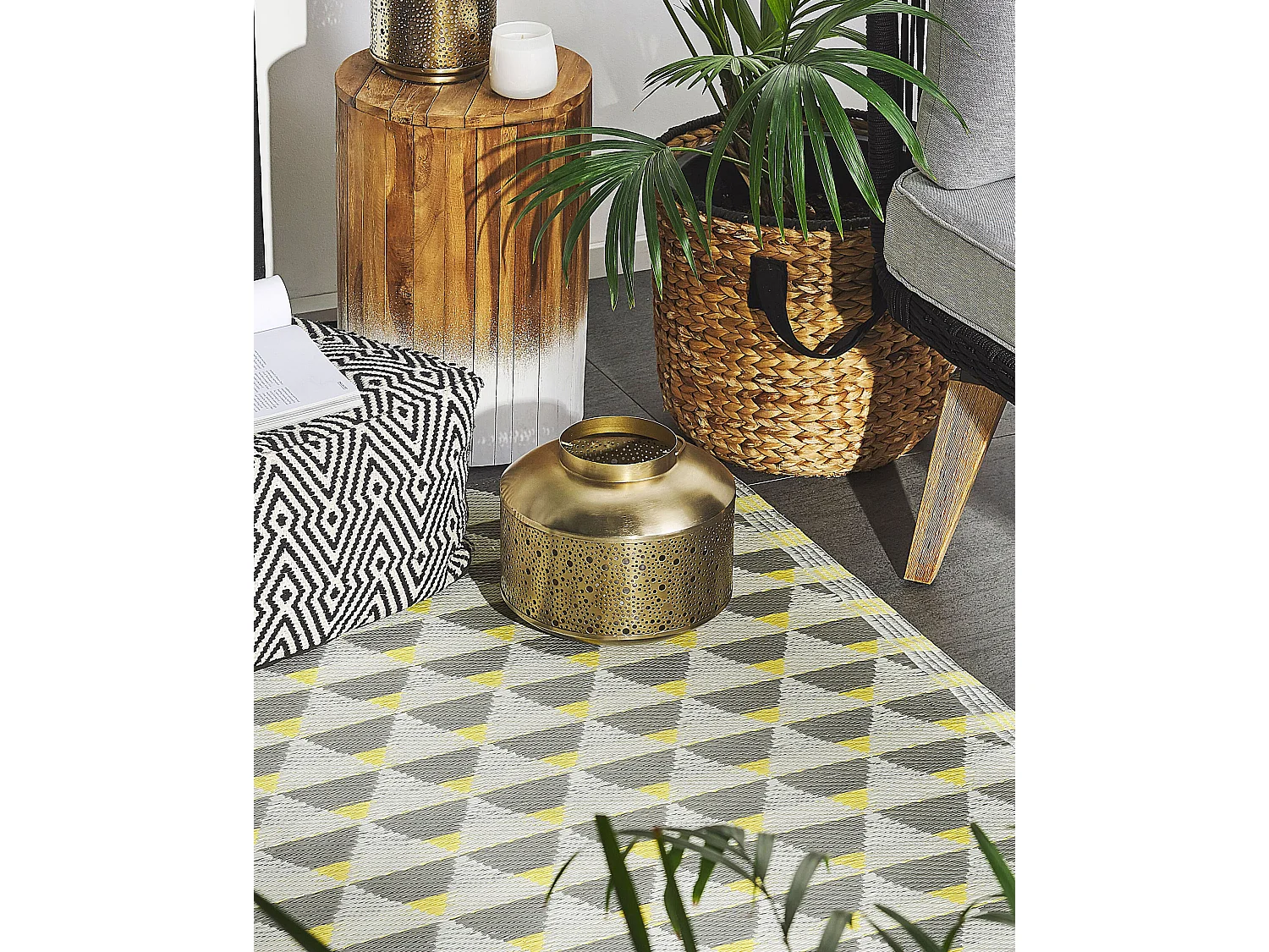 Tapis d'extérieur HISAR Gris 120 x 180 cm