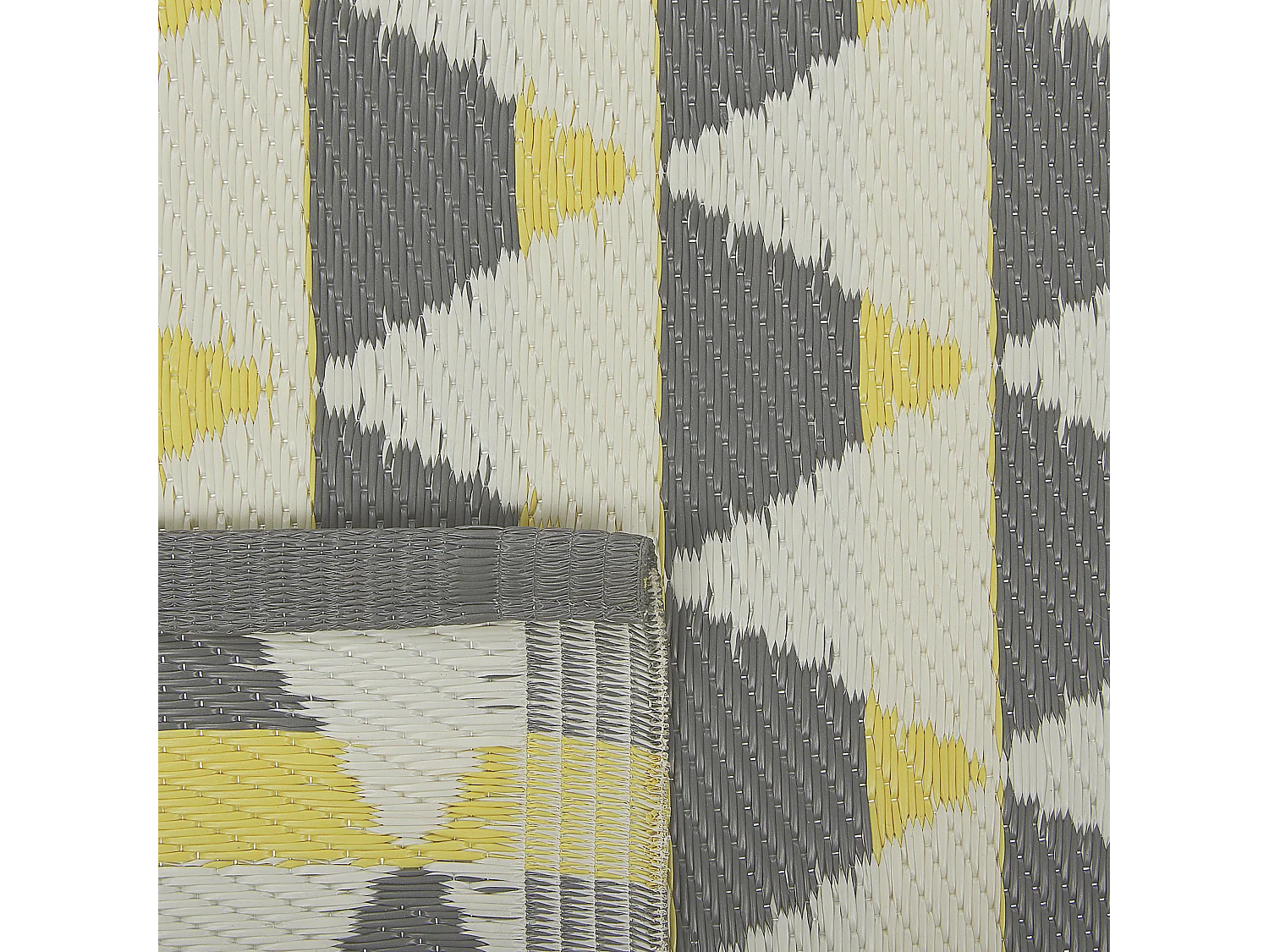 Rechteckiger Outdoor-Teppich in Grau/Gelb mit Dreieck Muster 120x180 cm Hisar
