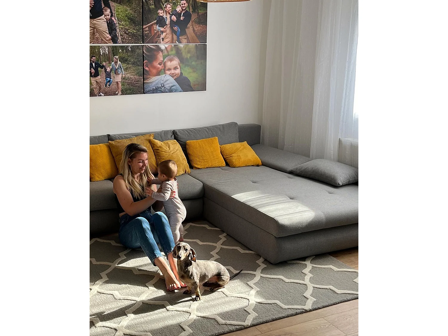 Tappeto rettangolare in cotone grigio 160x230 cm SILVAN