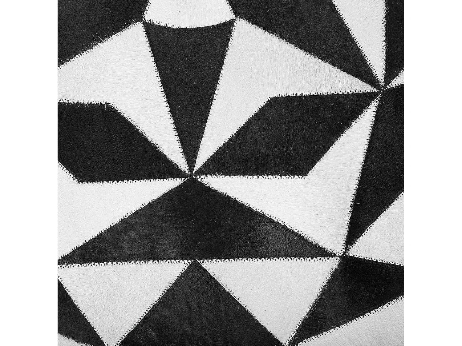 Lederteppich mit geometrischem Muster schwarz/weiß rund 140 cm Turgutlu