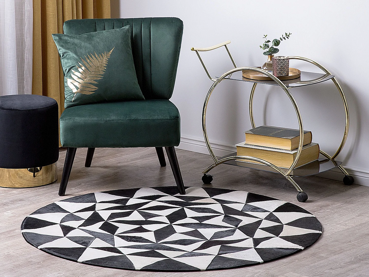 Vloerkleed TURGUTLU ø 140 cm Leer Zwart