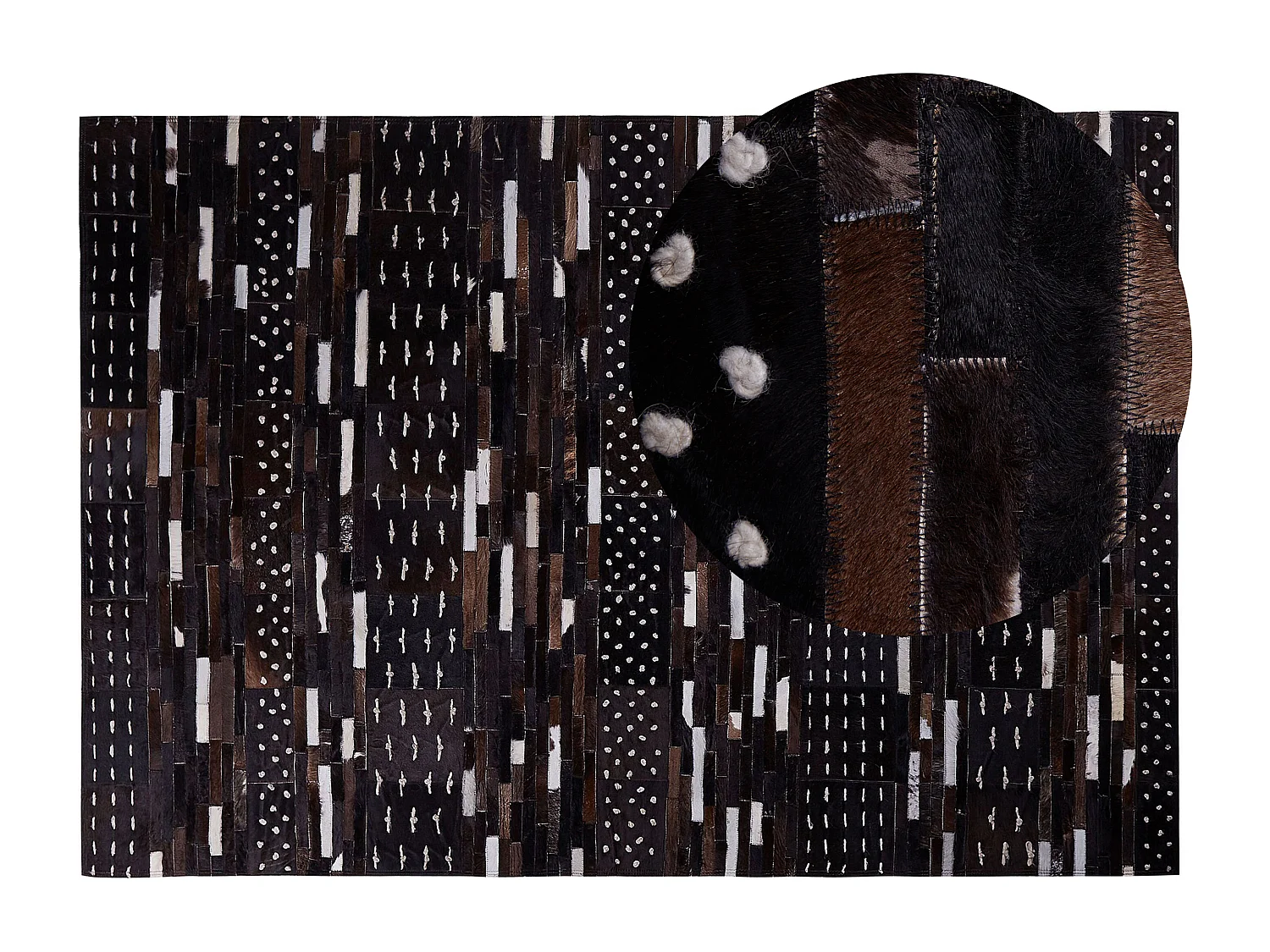 Teppich Leder dunkelbraun Muster 160 x 230 cm Akseki