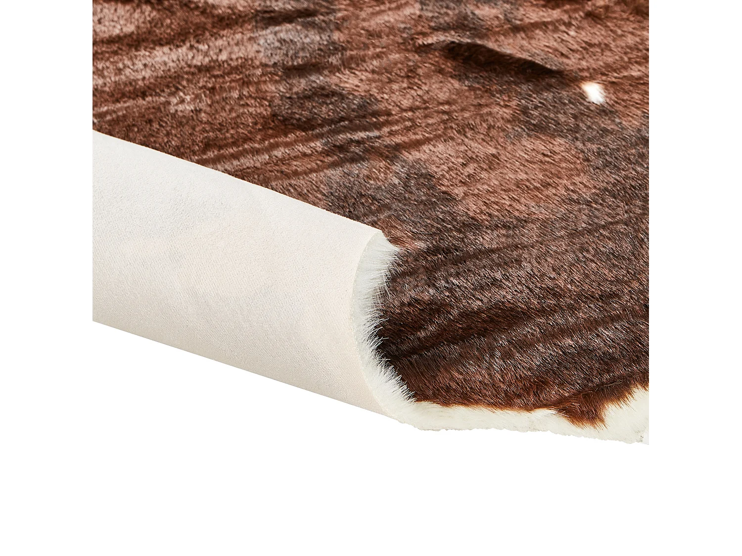 Kunstfell Teppich Kuhmuster weiß / braun Überwurf Webpelz Fellform 150 x 200 cm Bogong