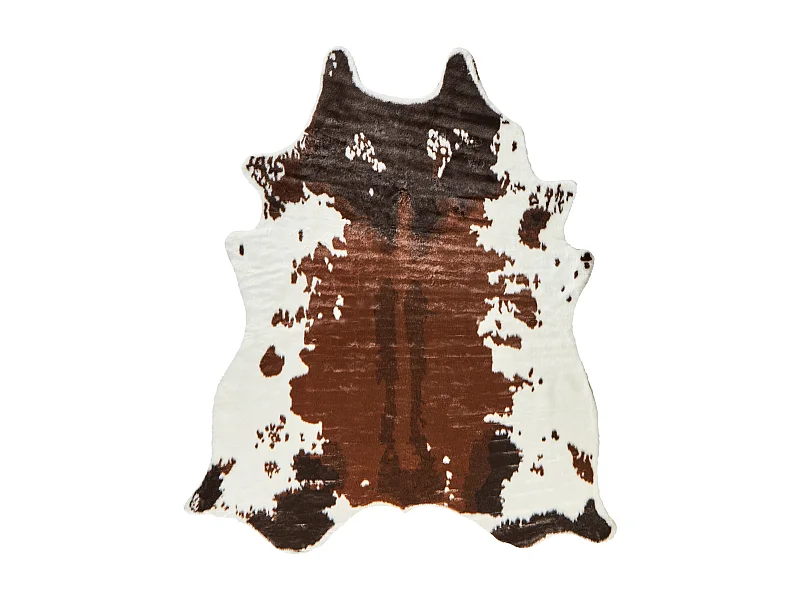 Kunstfell Teppich Kuhmuster weiß / braun Überwurf Webpelz Fellform 150 x 200 cm Bogong