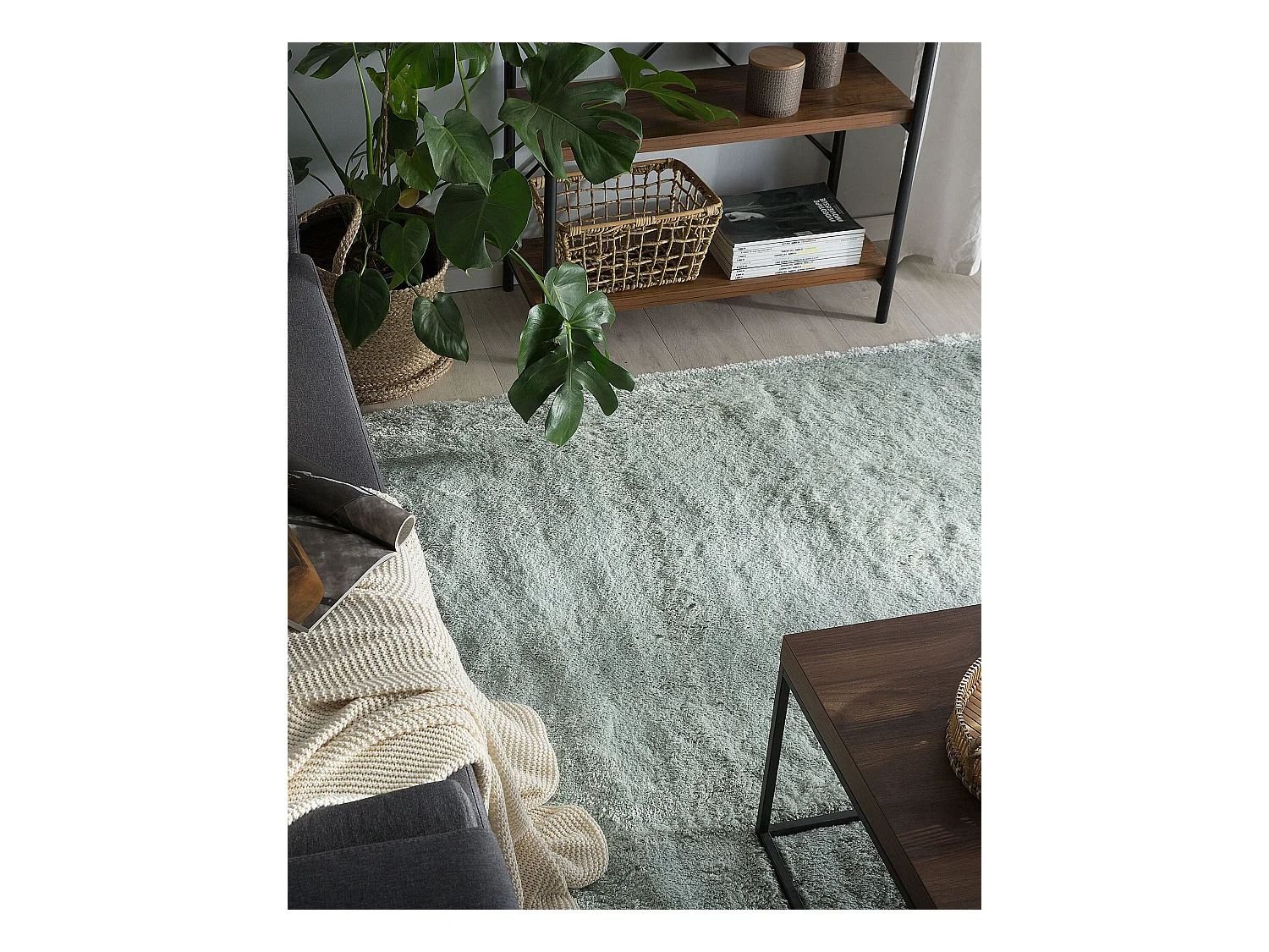 Vloerkleed polyester mintgroen 200 x 200 cm EVREN