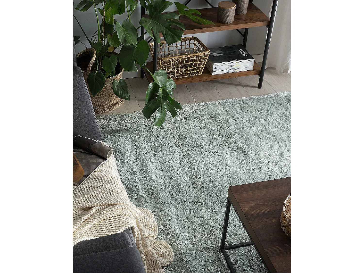 Alfombra verde menta 200 x 200 cm EVREN