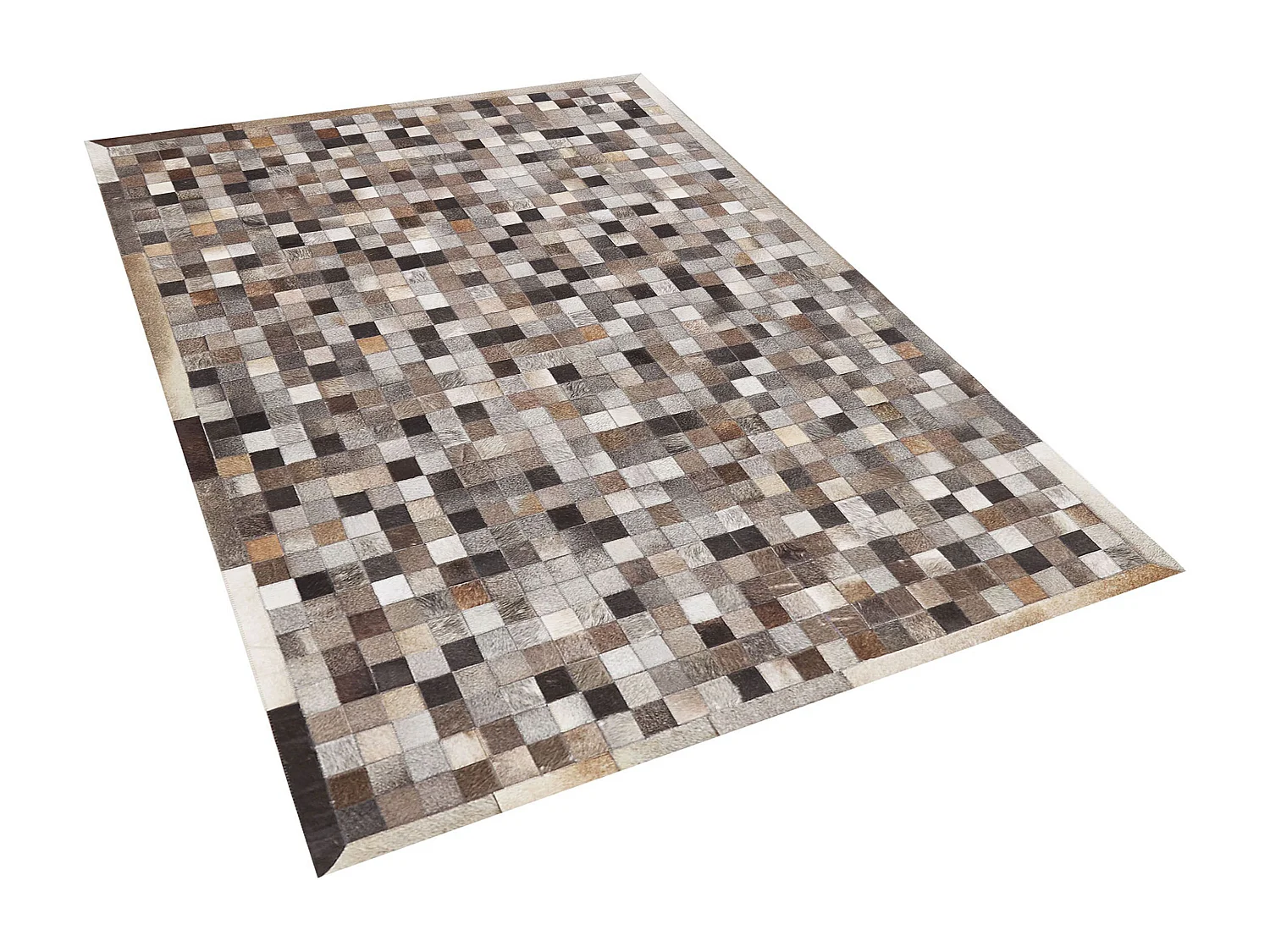 Rechteckiger Teppich aus Kuhfell mehrfarbig Patchwork 160x230 cm braun Armutlu