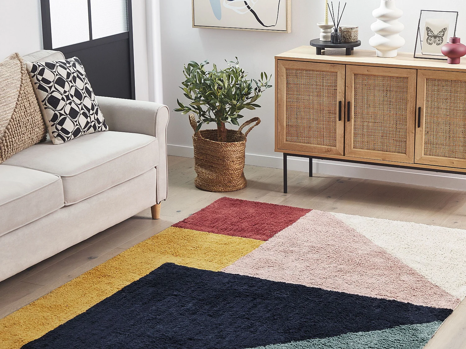 Alfombra de algodón multicolor 160 x 230 cm JALGAON