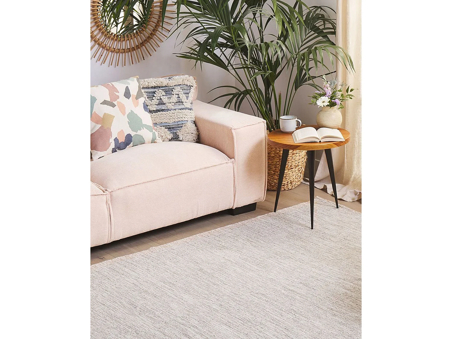 Alfombra de algodón beige claro 160 x 230 cm DERINCE