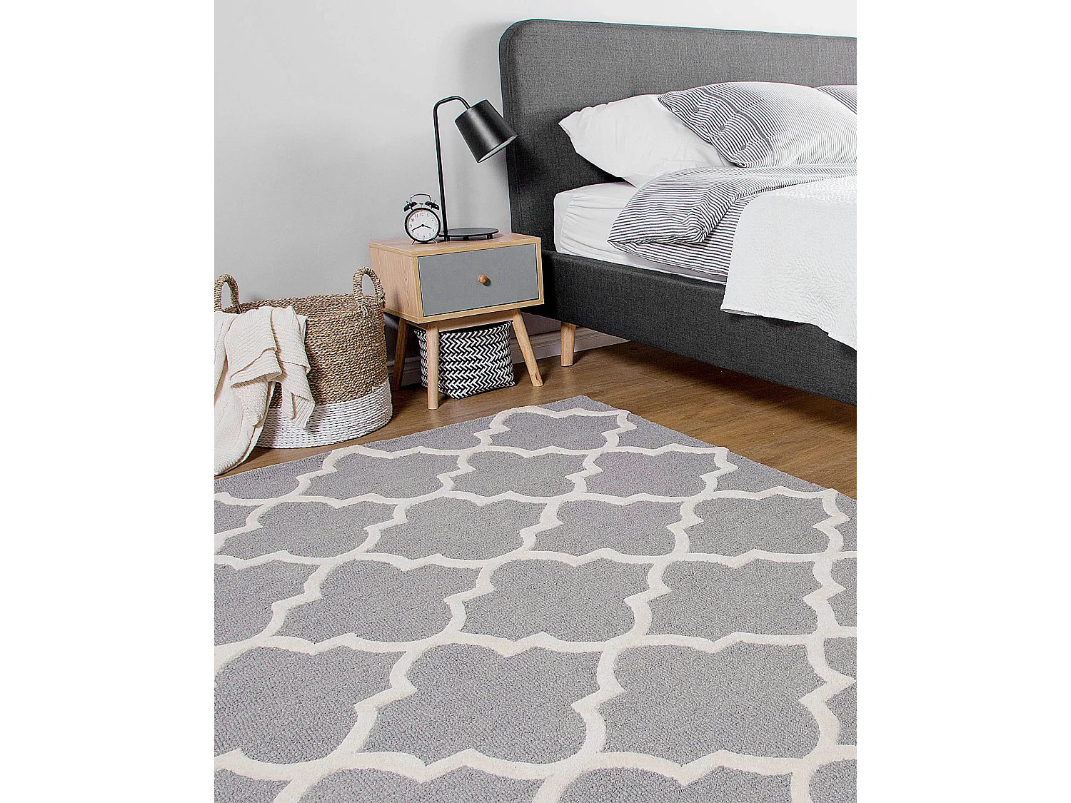 Vloerkleed wol grijs 80 x 150 cm SILVAN