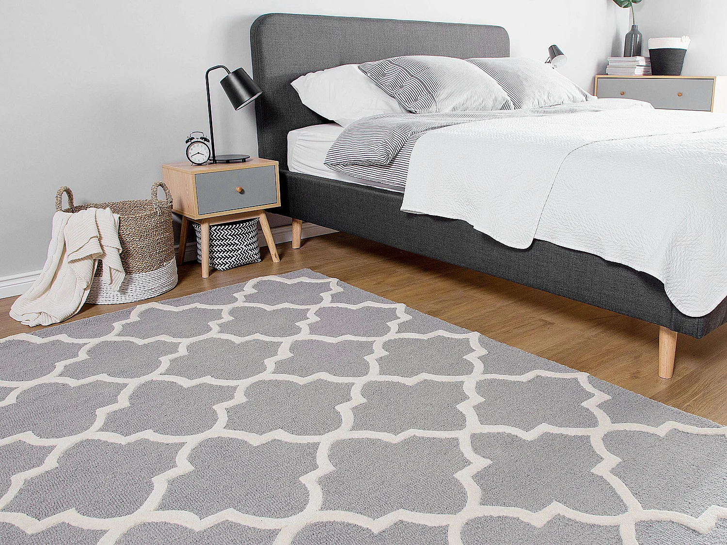 Tapis gris en laine et coton 80 x 150 cm SILVAN
