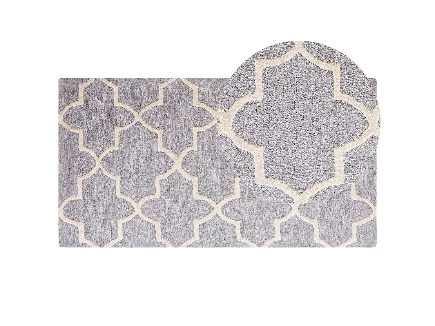 Teppich Wolle grau 80 x 150 cm marokkanisches Muster Kurzflor SILVAN