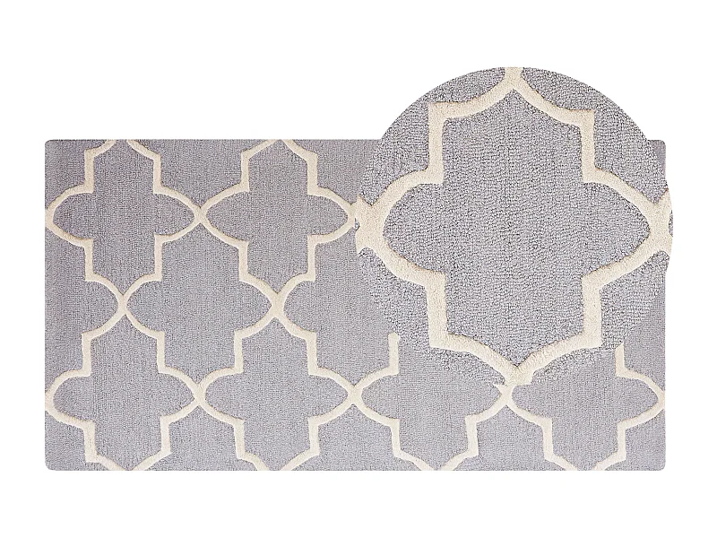 Moderner Teppich in Grau mit Muster in hellem Beige 80 x 150 cm Silvan