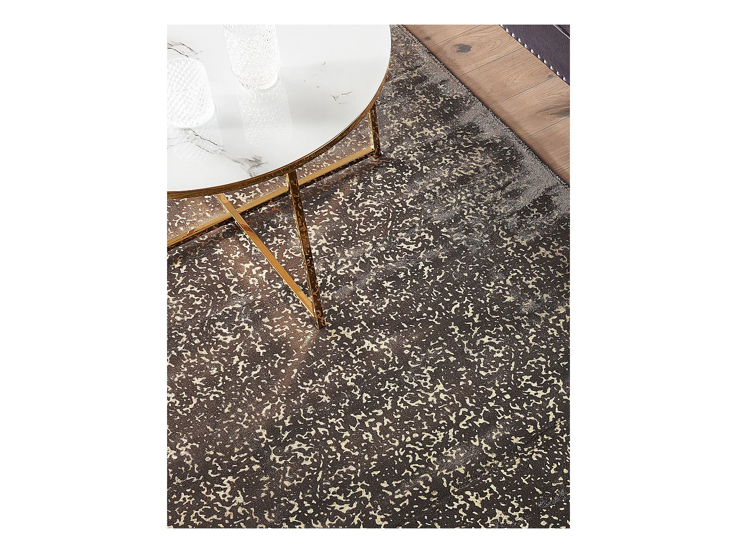 Dywan z wiskozy 160 x 230 cm szaro-złoty ESEL