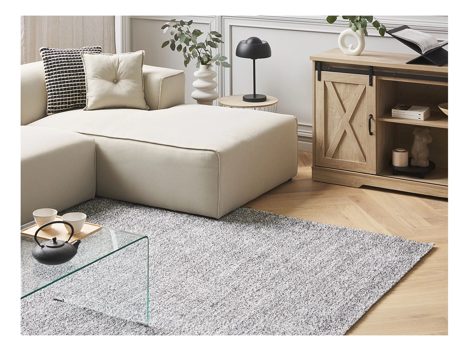 Vloerkleed polyester grijs gemêleerd 200 x 200 cm DEMRE