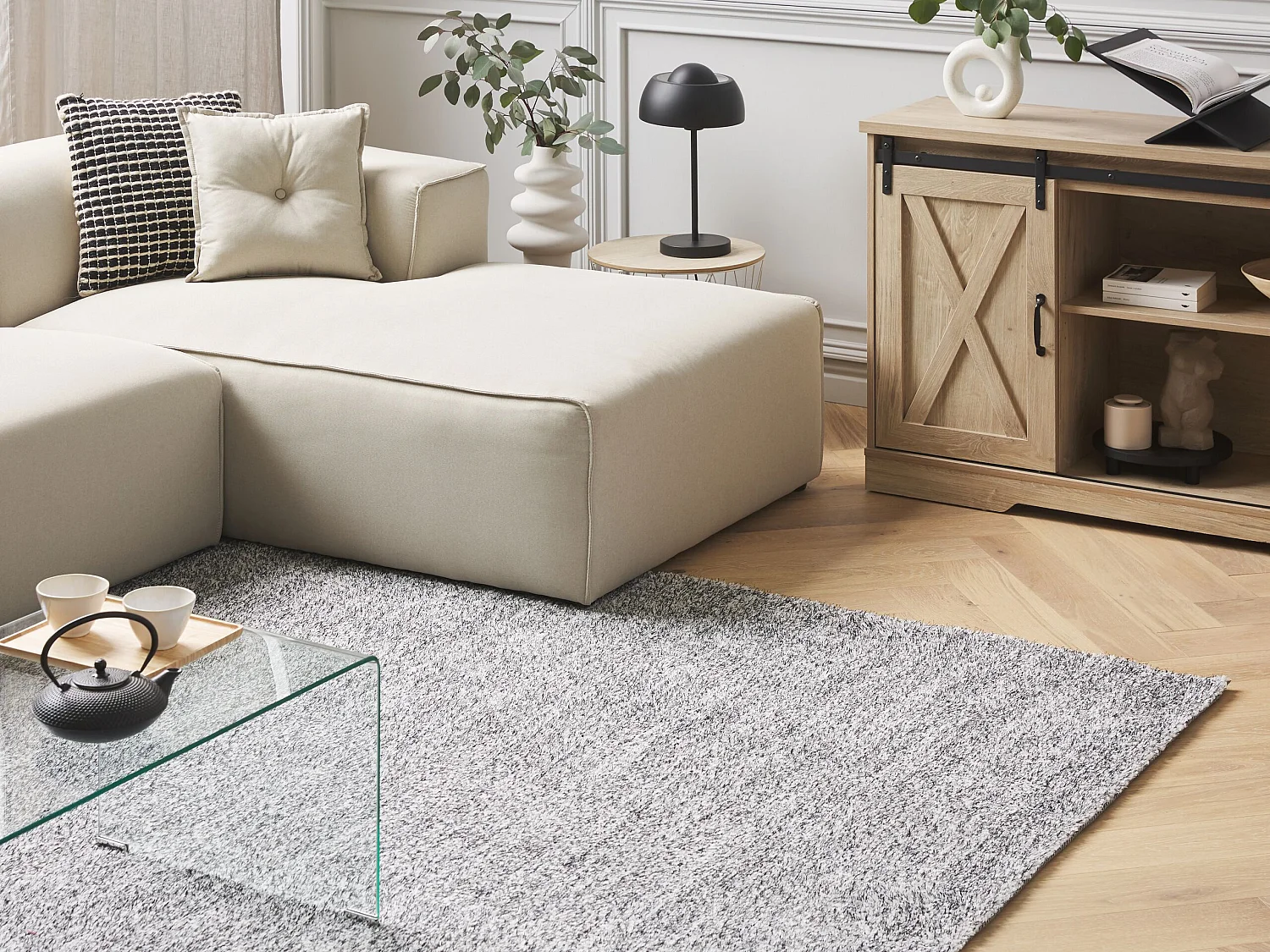 Tapis à poils longs DEMRE Gris 200 x 200 cm